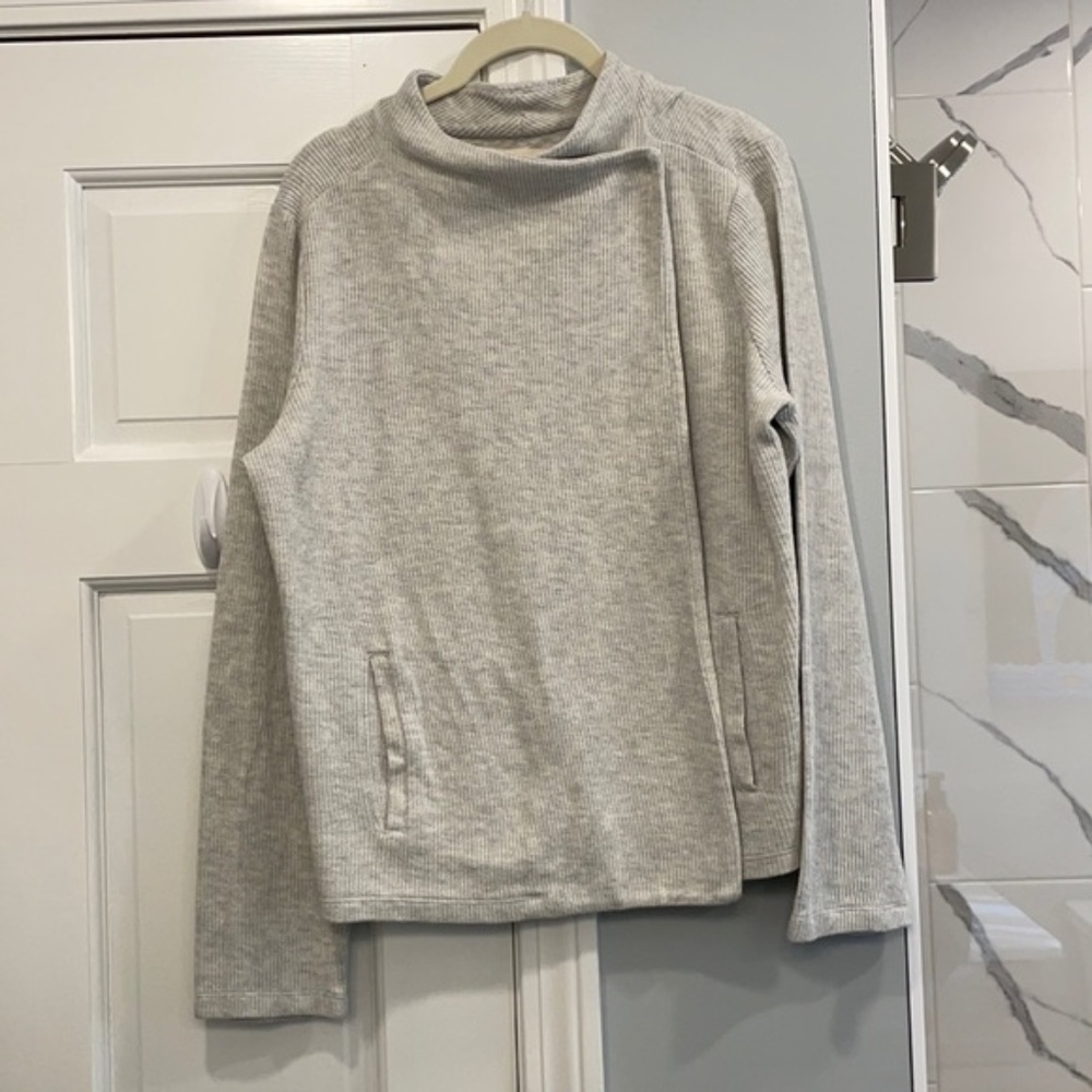 LOFT Light Gray Knit Moto Style Sweater